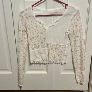 American eagle long sleeve patchwork tee